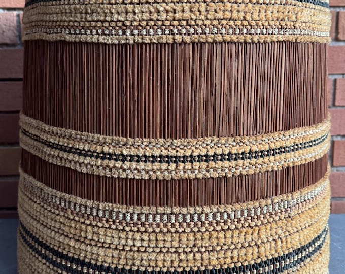 Vintage Woven Maria Kipp Style Shade Chenille Mid Century MCM Modern Textile 60s 70s