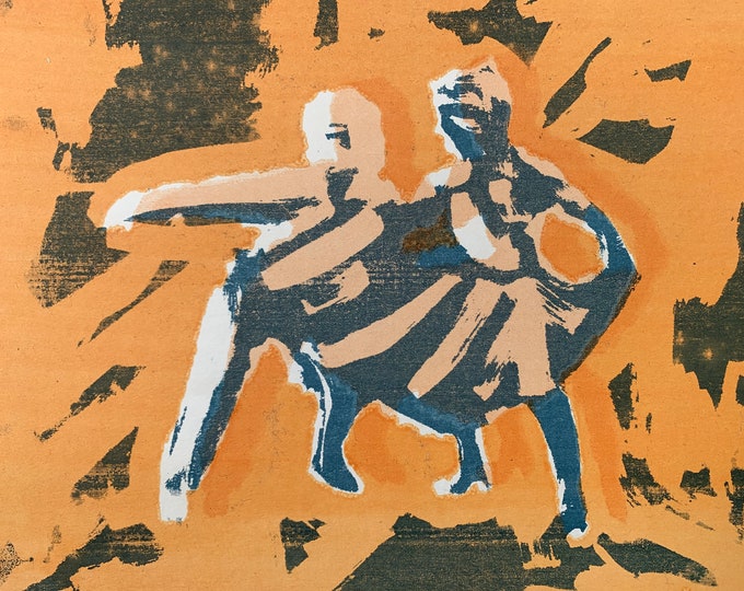 Vintage 1960s Abstract Dancers Screenprint Modern Art Mid Century Signed Kirkpatrick