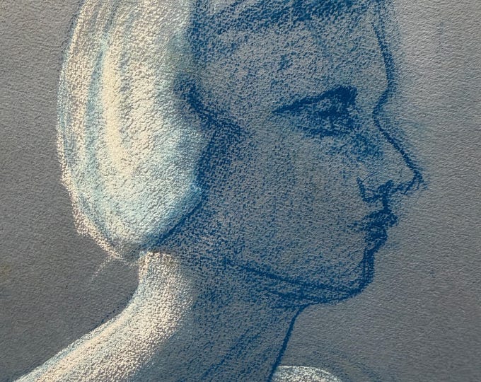 Vintage Woman Posing Charcoal Drawings Illustration Modern Art Signed Higgins 16 (Double Sided)