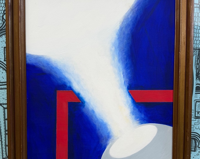 Vintage Abstract Abstract Geometric Acrylic Painting Modern Signed REM Menges
