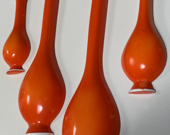 Vintage MCM Orange Bottle Chalkware Set Mid Century Modern Art Wall Hangings 60s