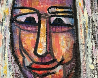 Vintage 70s Abstract Nude Woman Oil Painting Wall Hanging Mid Century Modern Bob Gillis