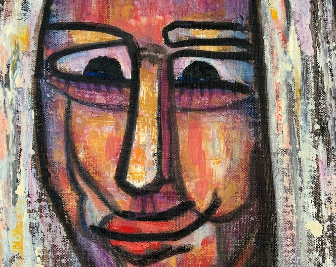 Vintage 70s Abstract Nude Woman Oil Painting Wall Hanging Mid Century Modern Bob Gillis