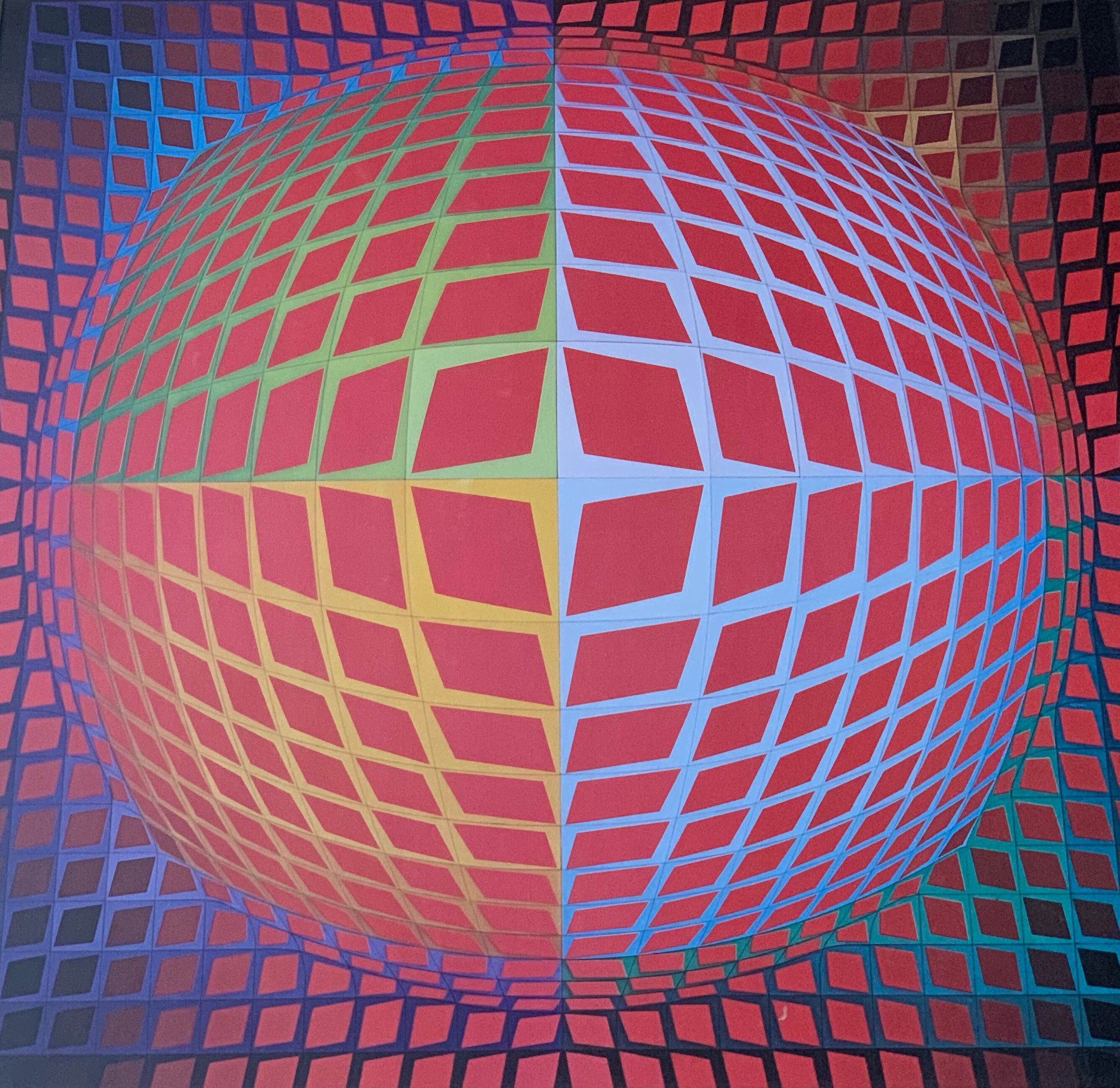 Vintage Victor Vasarely Op Art Lithograph Print Wall