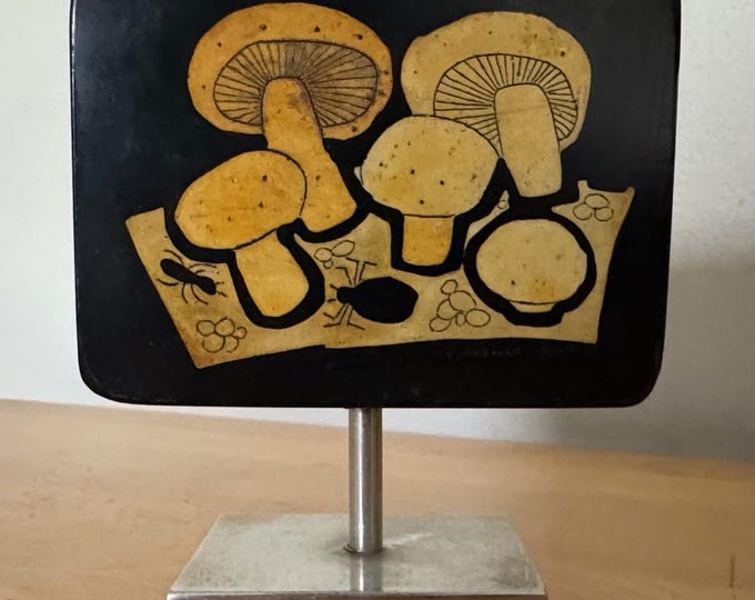 Vintage Stone Sculpture Mushroom Rodney Winfield Mid Century Art Object 70s Illi