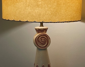 Vintage 50s Pink Beige Ceramic Lamp Fiberglass Shades Mid Century Modern Atomic