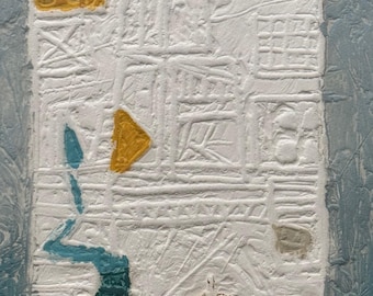 Rare Vintage 60s Abstract Embossed Collagraph Print Modern Art Signed Galton Framed