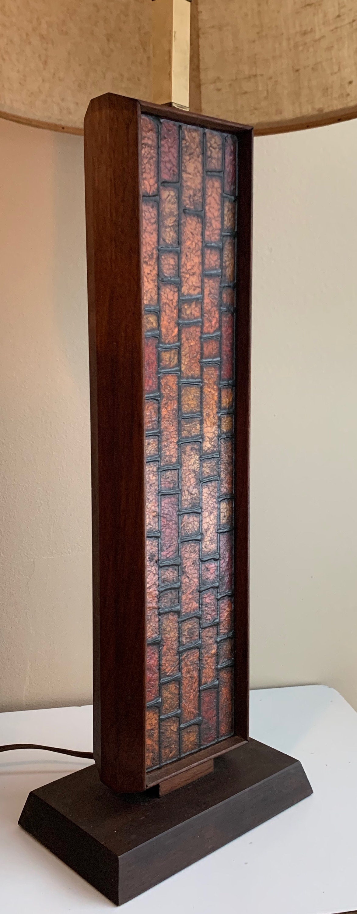 Tall Vintage 60s Mosaic Style Wood Lamp Mid Century Modern ...