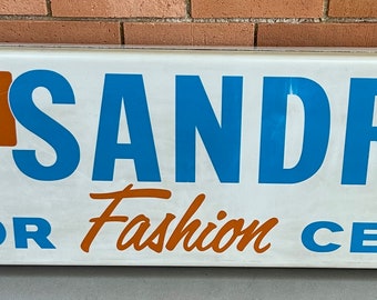 Vintage Red White Blue Rectangular SANDRAN Light Up Hanging Fluorescent Advertising Sign Modern Man Cave