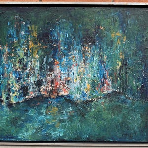Vintage MCM Abstract Expressionist Painting Mid Century Modern Art Signed Gross