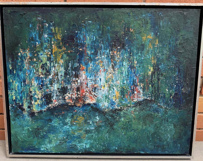 Vintage MCM Abstract Expressionist Painting Mid Century Modern Art Signed Gross