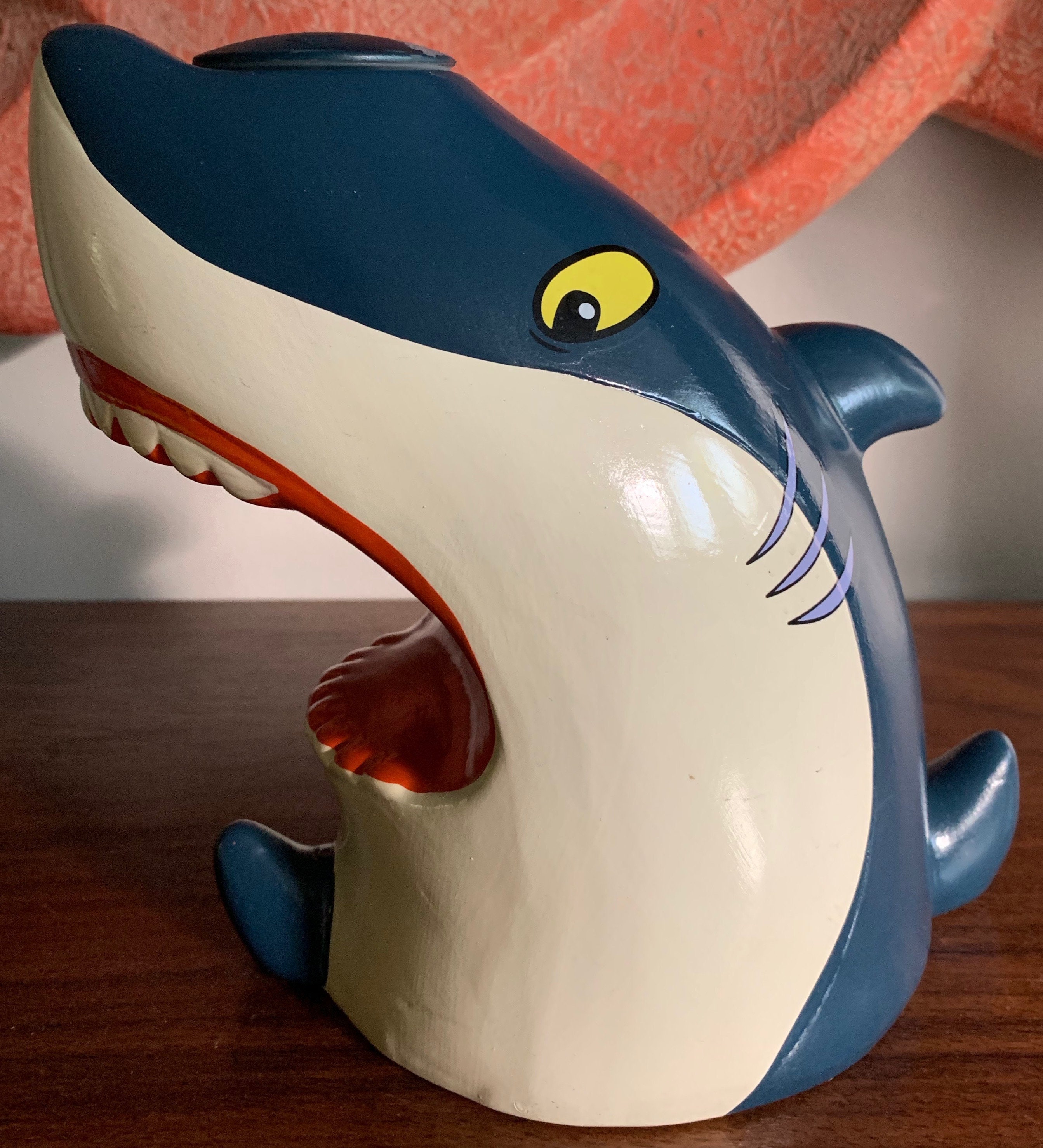 Whimsical Vintage Chalkware Shark Fish Coin Bank Piggy Bank
