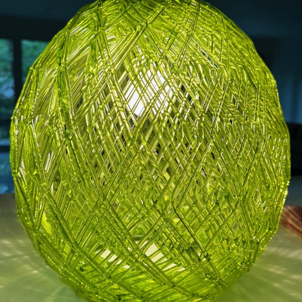 Vintage MCM Green Swag Spun Acrylic Swag Mid Century Modern Lamp Lighting 1960s