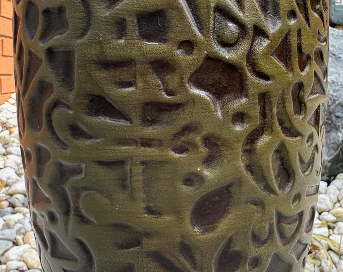 Vintage 70s Textured Rust Bronze Brutalist Ceramic Brass Lamp Modern Lighting