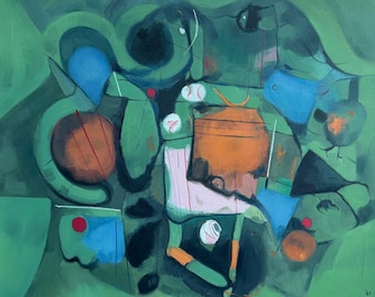 Vintage 60s Montez Lithograph Abstract Print Mid Century Modern