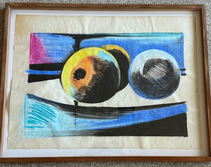 Contemporary Pastel Painting Modern Art Berries Artist Signed Stan Jones 90s