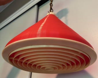 Vintage MCM Plastic Ribbed ROTOFLEX Swag Pendant Lamp Mid Century Modern Lighting