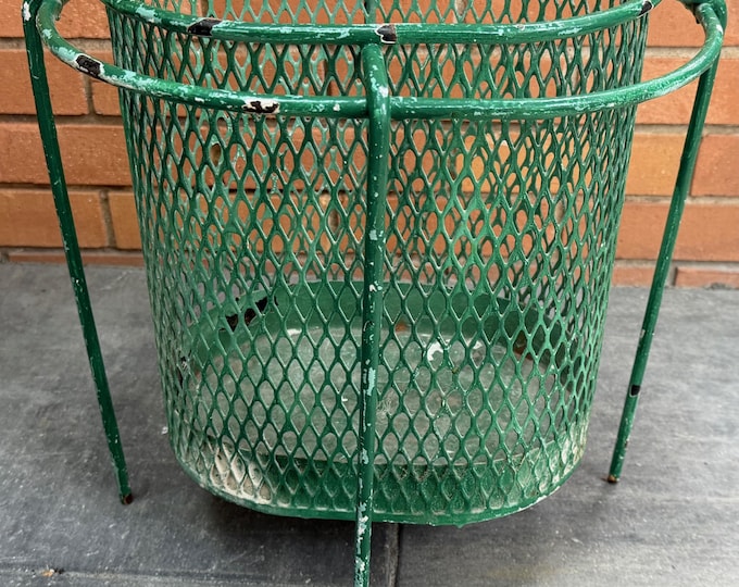 Vintage MCM Maurice Duchin "Floating" Iron Metal Wastebasket Mid Century Mad Men 50s