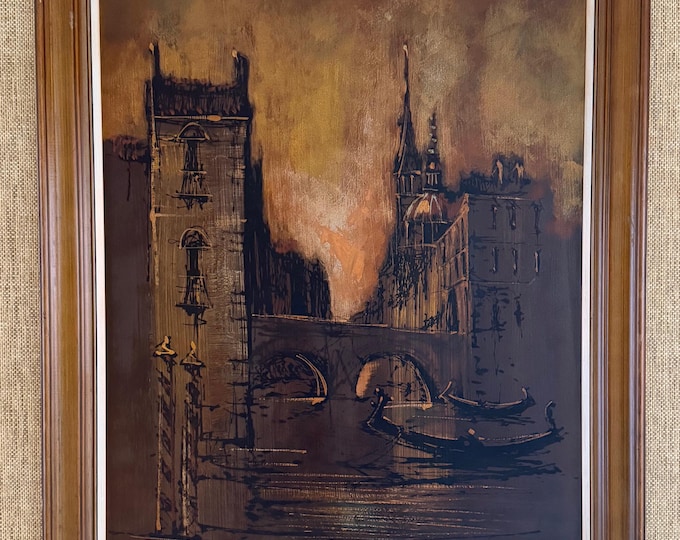 Vintage MCM VAN GAARD Landscape Painting Mid Century Modern Art Signed 60s Framed