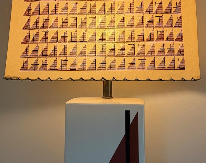 RARE Vintage BRADLEY Lamp Ceramic Geometric Fiberglass Shade Mid Century Modern 1950s