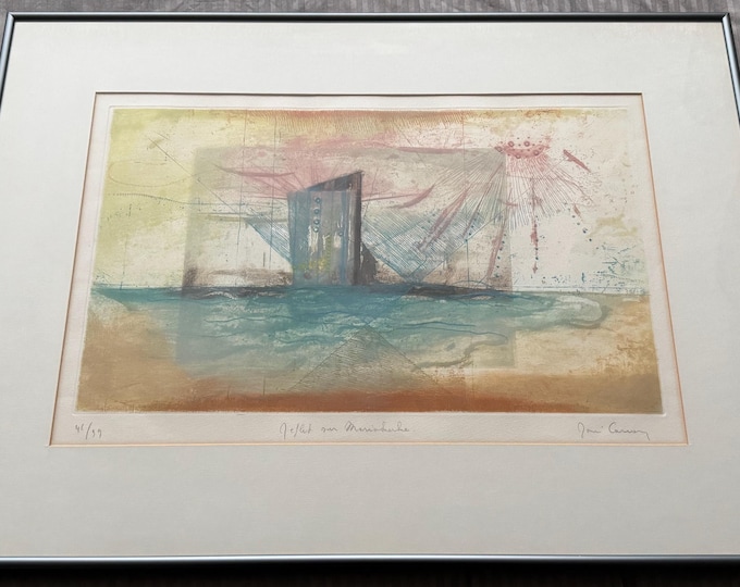 Vintage 70s René Carcan Embossed Etching Abstract Signed Numbered Modern Art Framed