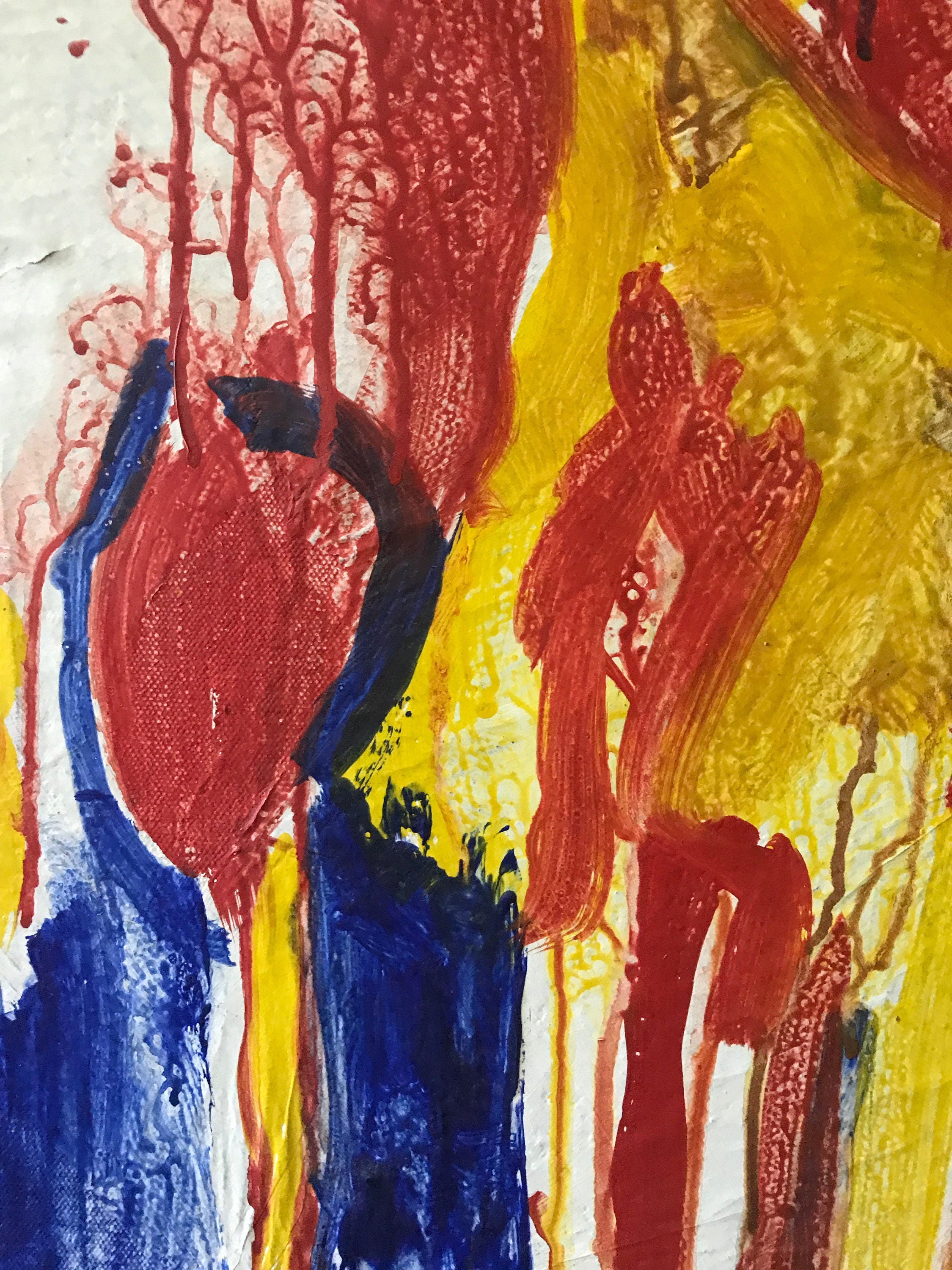 Vintage 60s Abstract Oil Painting Retro Art Wall Hanging Mid Century