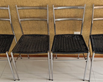 Vintage Superleggera Chairs Chrome Modern Seating Gio Ponti Italy 1970s