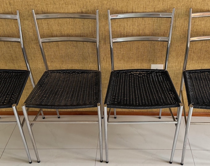 Vintage Superleggera Chairs Chrome Modern Seating Gio Ponti Italy 1970s