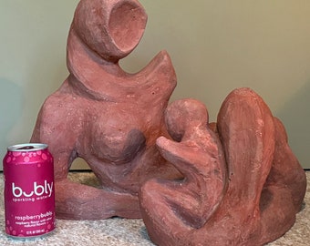 Large Vintage 50s Abstract Figural Cubist Mother Child Sculpture Mid Century MCM Modern Signed Ivan