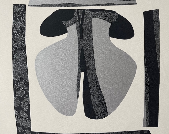 Vintage 1960s Ronald King Abstract Silkscreen Print Art MCM Canterbury Tales Alecto Press Signed Nun