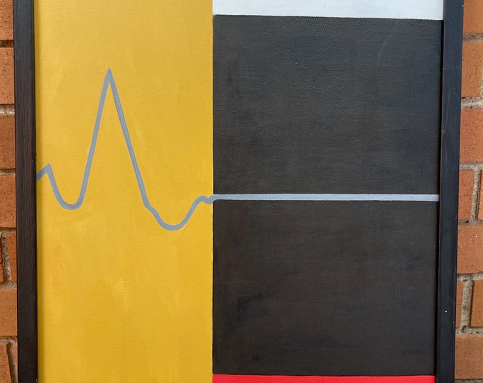 Vintage 70s 80s Geometric Shapes Abstract Painting Art Wall Hanging Signed REM Richard Menges The Passage