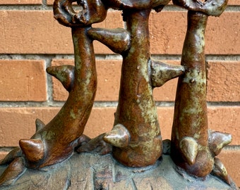 Vintage Abstract Figural Stoneware Pottery Sculpture Modern Art Object SHOEmaker OOAK