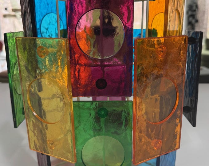 Small Vintage MCM Acrylic Panel Swag Fixture Lamp Mid Century Lighting 60s