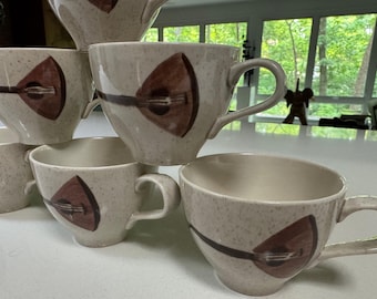 Vintage Red Wing "Lute Song" Cups Handled Mid Century Modern MCM Dinnerware 50s