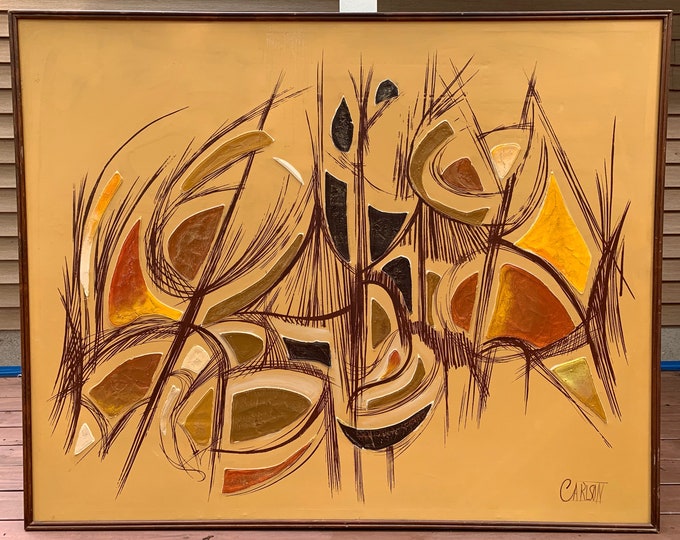 Giant Contemporary 80s Abstract Oil Painting Modern Art Wall Hanging Carlson