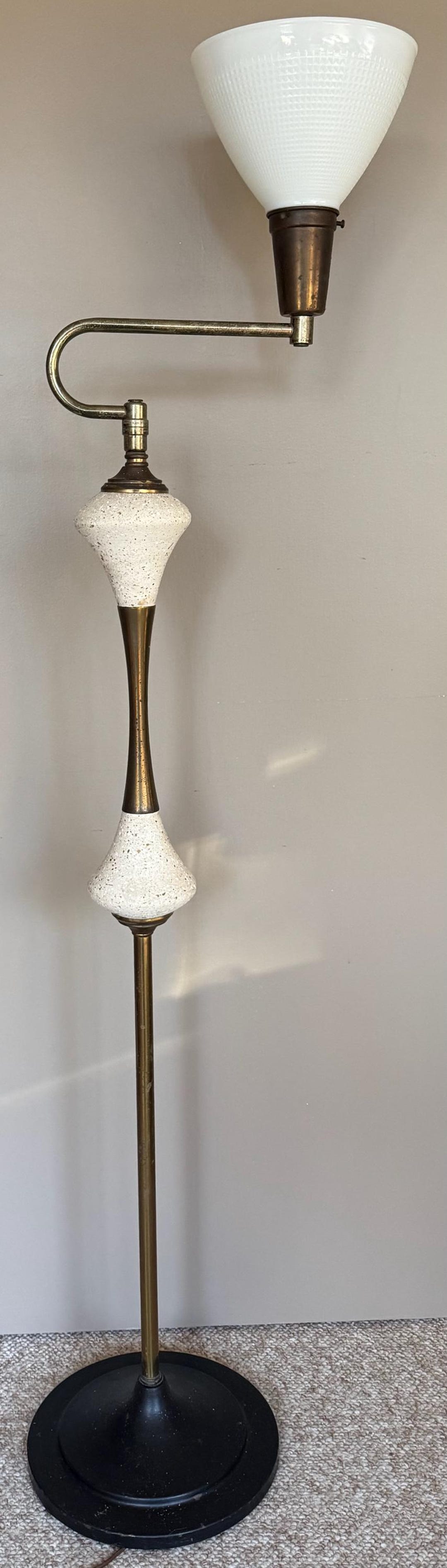 Vintage MCM Ceramic Brass Swing Arm Floor Lamp Mid Century Modern 50s ...