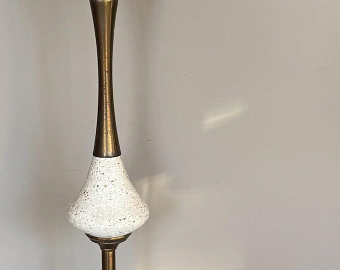 Vintage MCM Ceramic Brass Swing Arm Floor Lamp Mid Century Modern 50s Atomic Era