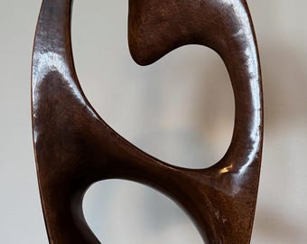 Vintage Biomorphic Molecule Lamp Modeline Wood Brass Mid Century 50s MCM Modern