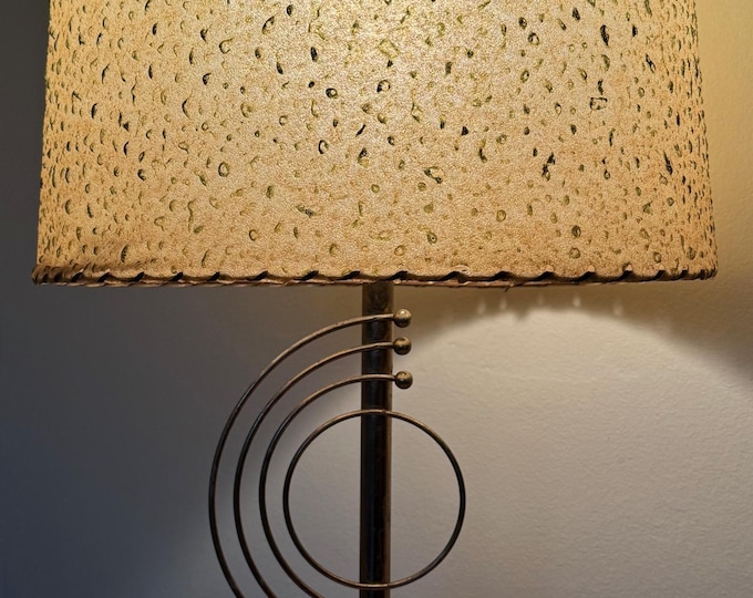 Vintage MCM 1950s Atomic Era Lamp Metal Fiberglass Mid Century Modern Lighting