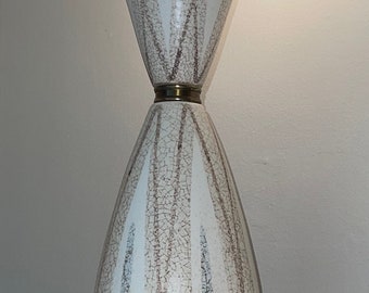 Vintage 1960s Ceramic Hourglass-Shaped Pottery Lamp Mid Century Modern Lighting