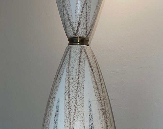 Vintage 1960s Ceramic Hourglass-Shaped Pottery Lamp Mid Century Modern Lighting