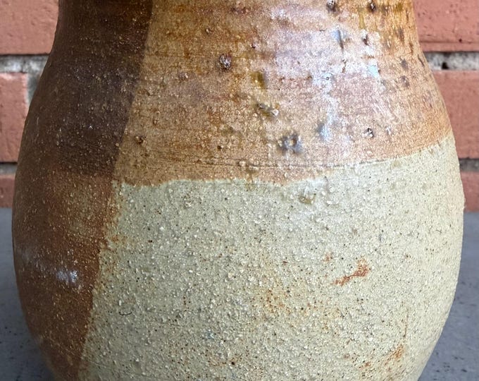Vintage 80s Studio Pottery Stoneware Ceramic Vase Earthtones Signed Greer Modern