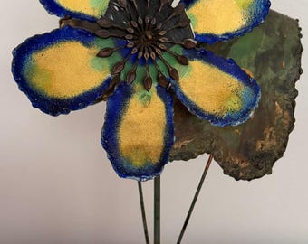 Vintage MCM Jeré Enameled Metal Flower Sculpture Mid Century Modern 60s #2