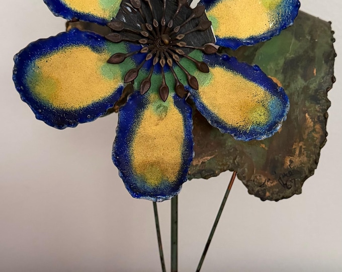 Vintage MCM Jeré Enameled Metal Flower Sculpture Mid Century Modern 60s #2