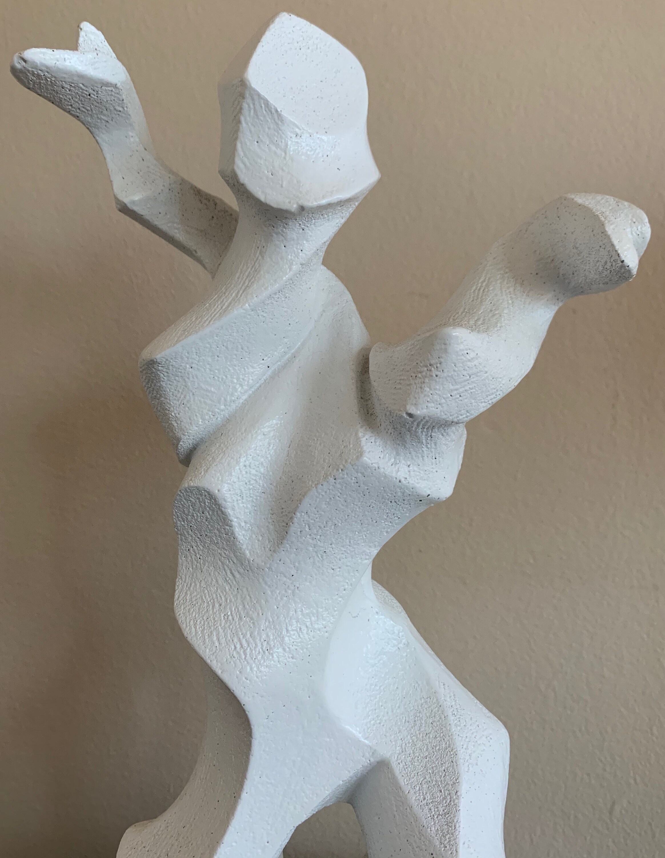 Vintage 60s 70s White Cubist Sculpture Dancer Mid Century Modern Decor