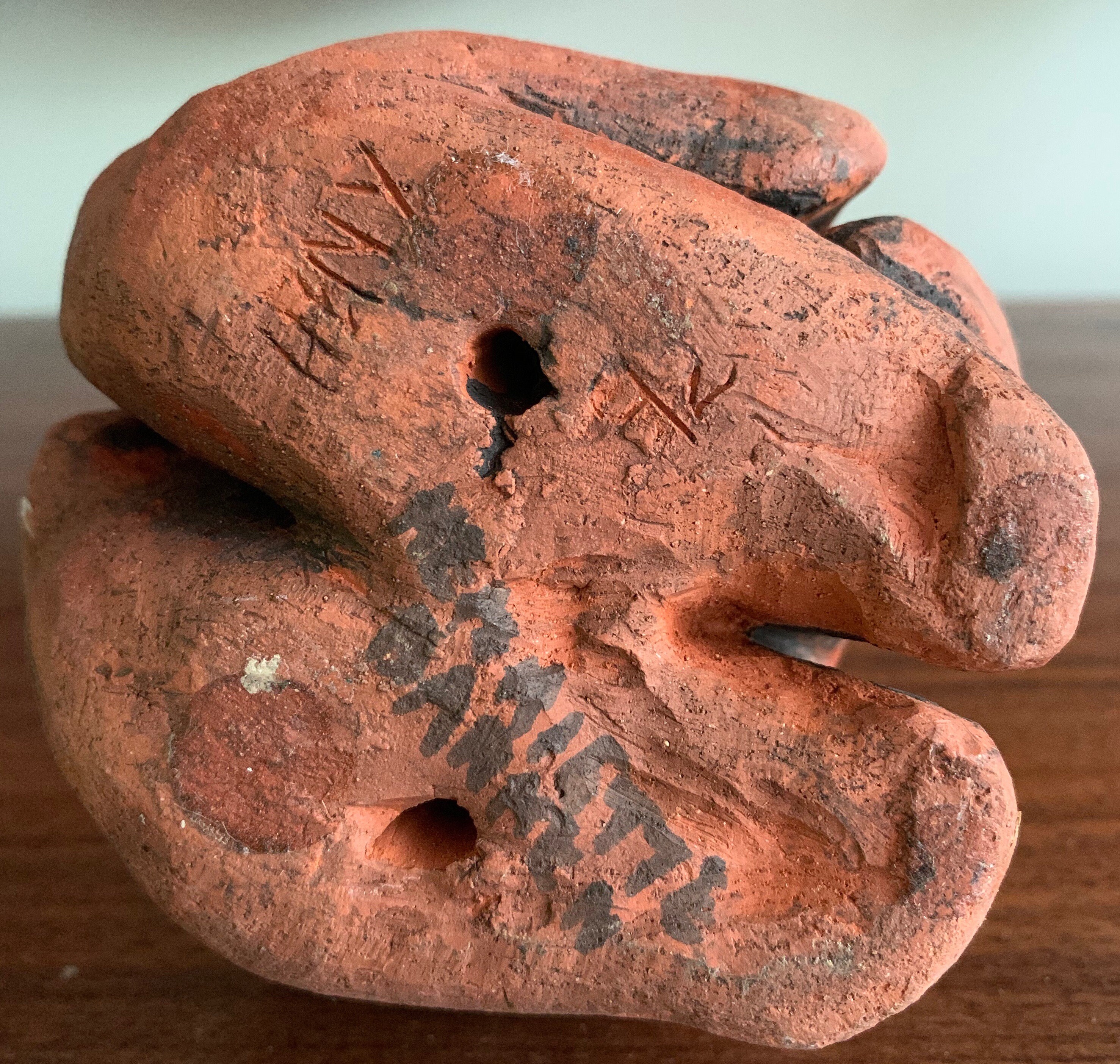 Red Clay Sculpture of a Seated Nude – Showplace