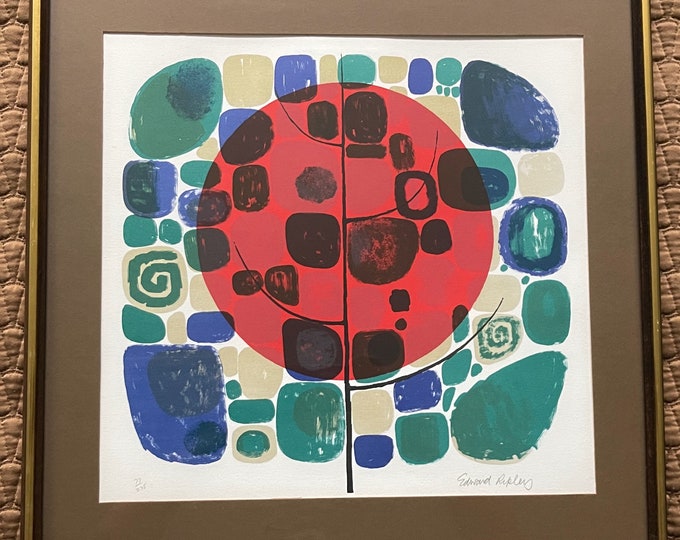 Vintage Abstract Lithograph Print Edward Ripley Mid Century Modern Art Wall Hanging Signed Limited Edition