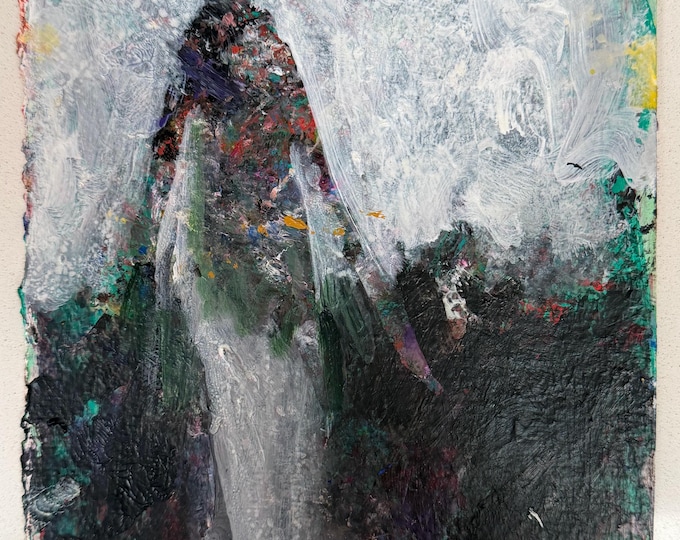 Vintage Abstract Figural Acrylic Painting Modern Art Wall Hanging