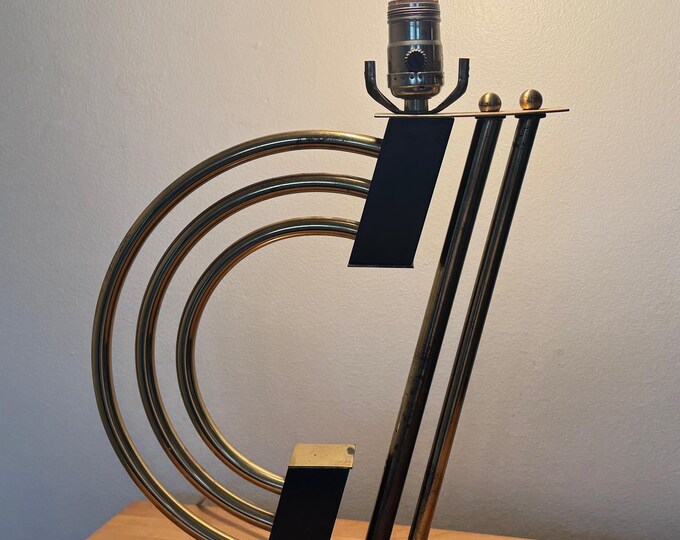 Vintage 50s Brass Wood Majestic Lamp Mid Century Modern MCM Lighting Atomic Era