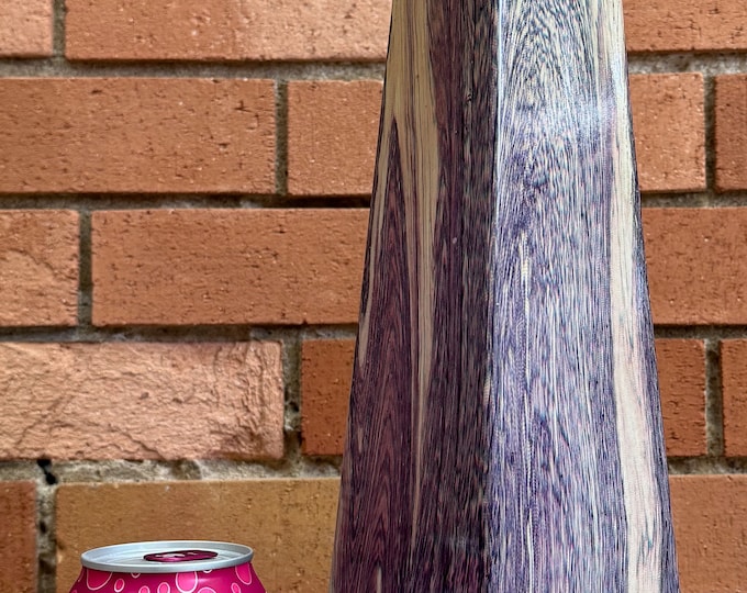 Tall Vintage 1980s Post Modern Sculptural Slanted Angular Ceramic Vase Decorative Purple